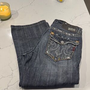 Men's Blue Jeans with Embroidered Pocket